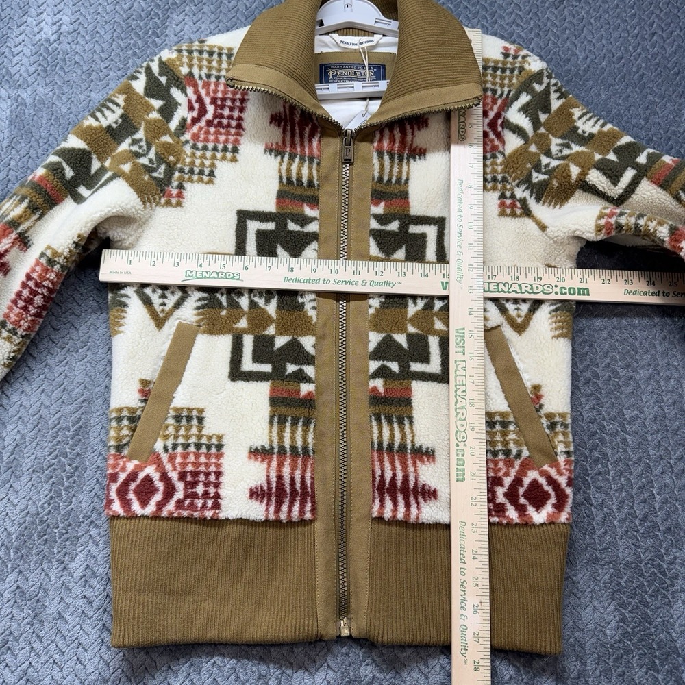 Pendleton Women's Large Chief Joseph Ivory Foxglove Fleece Bomber Jacket - Picture 11 of 13